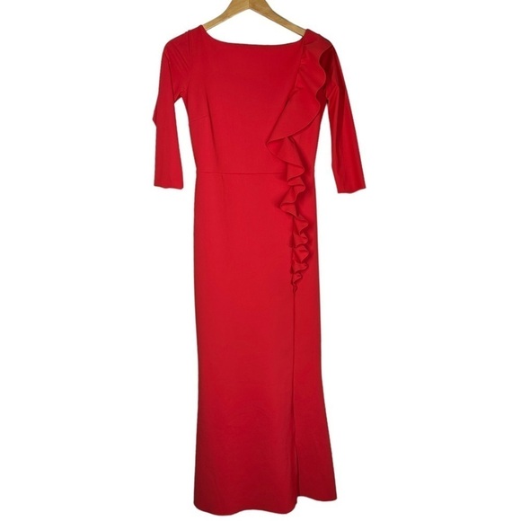 Chiara Boni La Petite Robe Dilia Ruffle Evening Gown in Red 4 - Picture 4 of 13